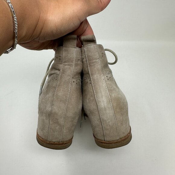 Matika Tan/Brown Suede Hidden Wedge Lace Bootie Shoes Womens Size 6 - Picture 7 of 16